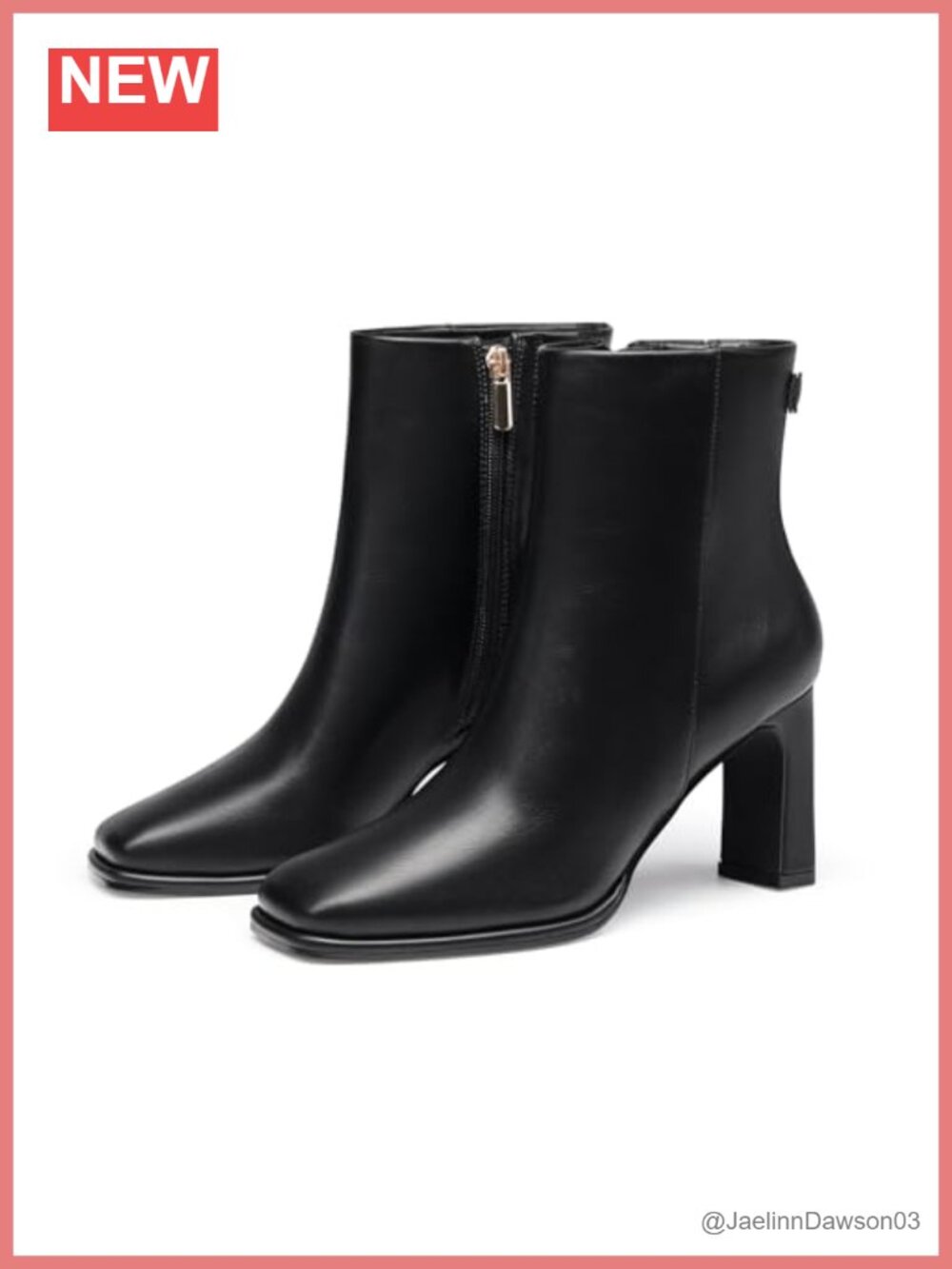 Faux Suede Square Toe Ankle Boots Chunky Block Heel Side Zip Booties